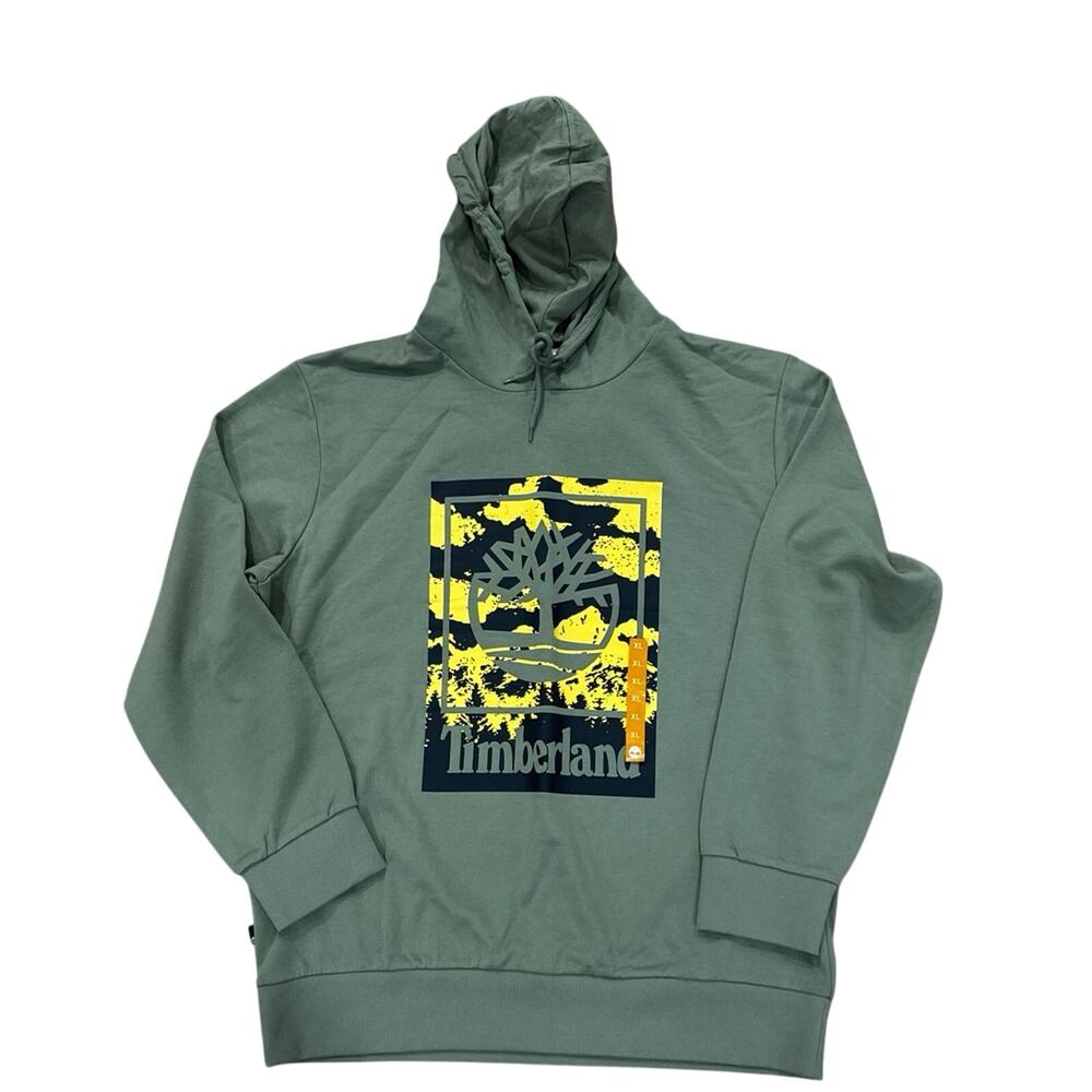 Timberland Graphic Loopback Hoodie Sweatshirt - Olive Green - Size: XL